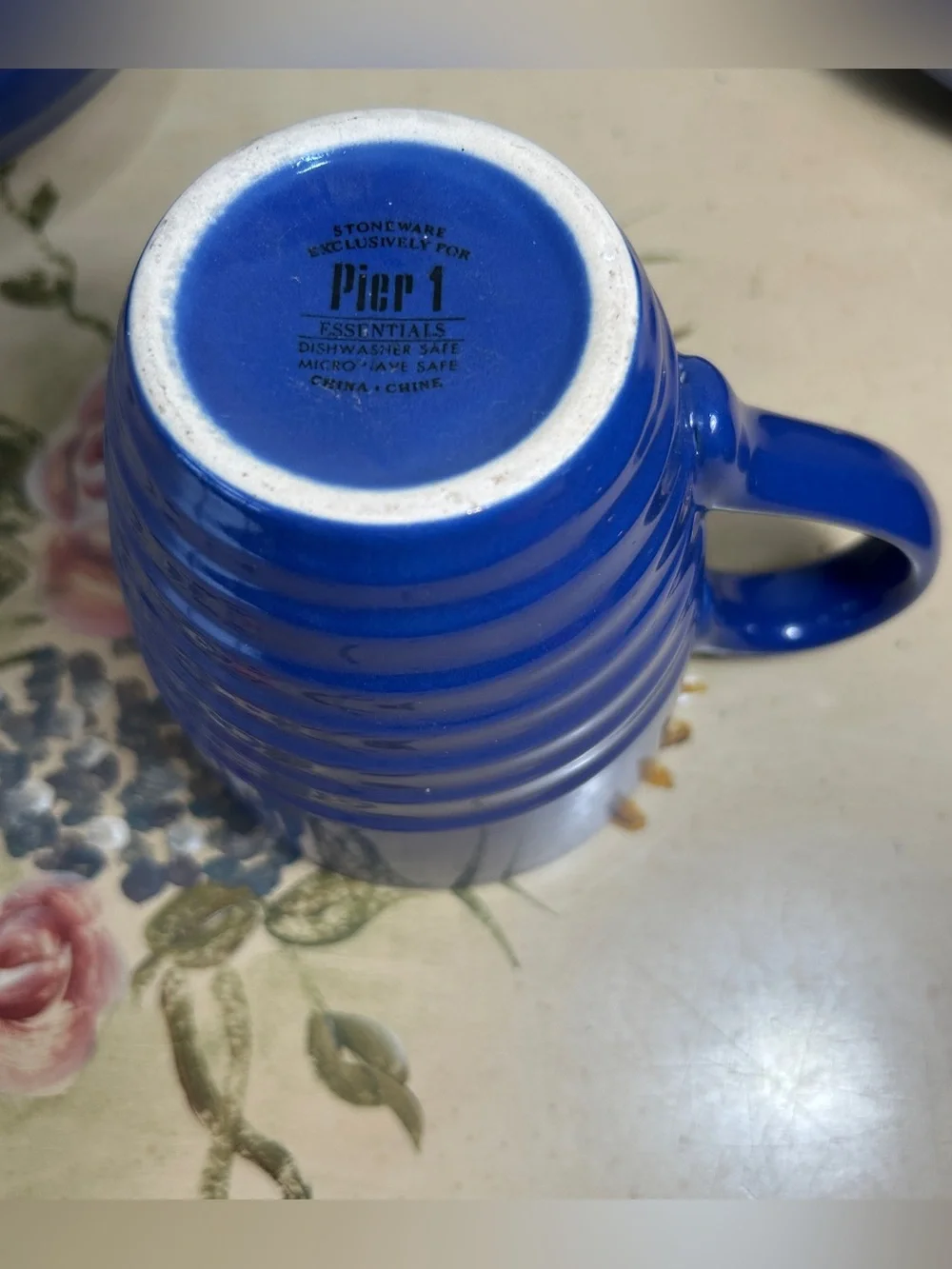 Pier 1 Essentials Blue Stoneware Dinnerware Bowls Salad Plates Mug 5 PC SET